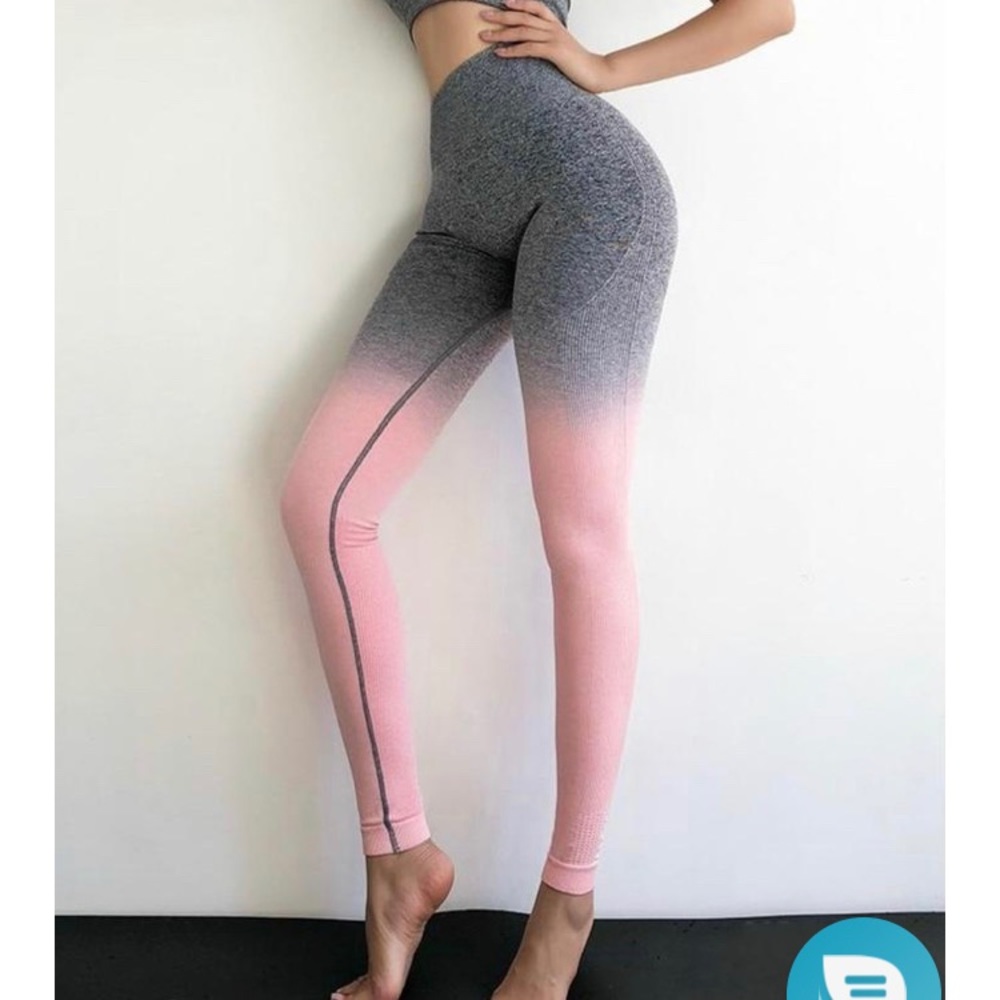 Astoria Activewear grey pink ombré leggings